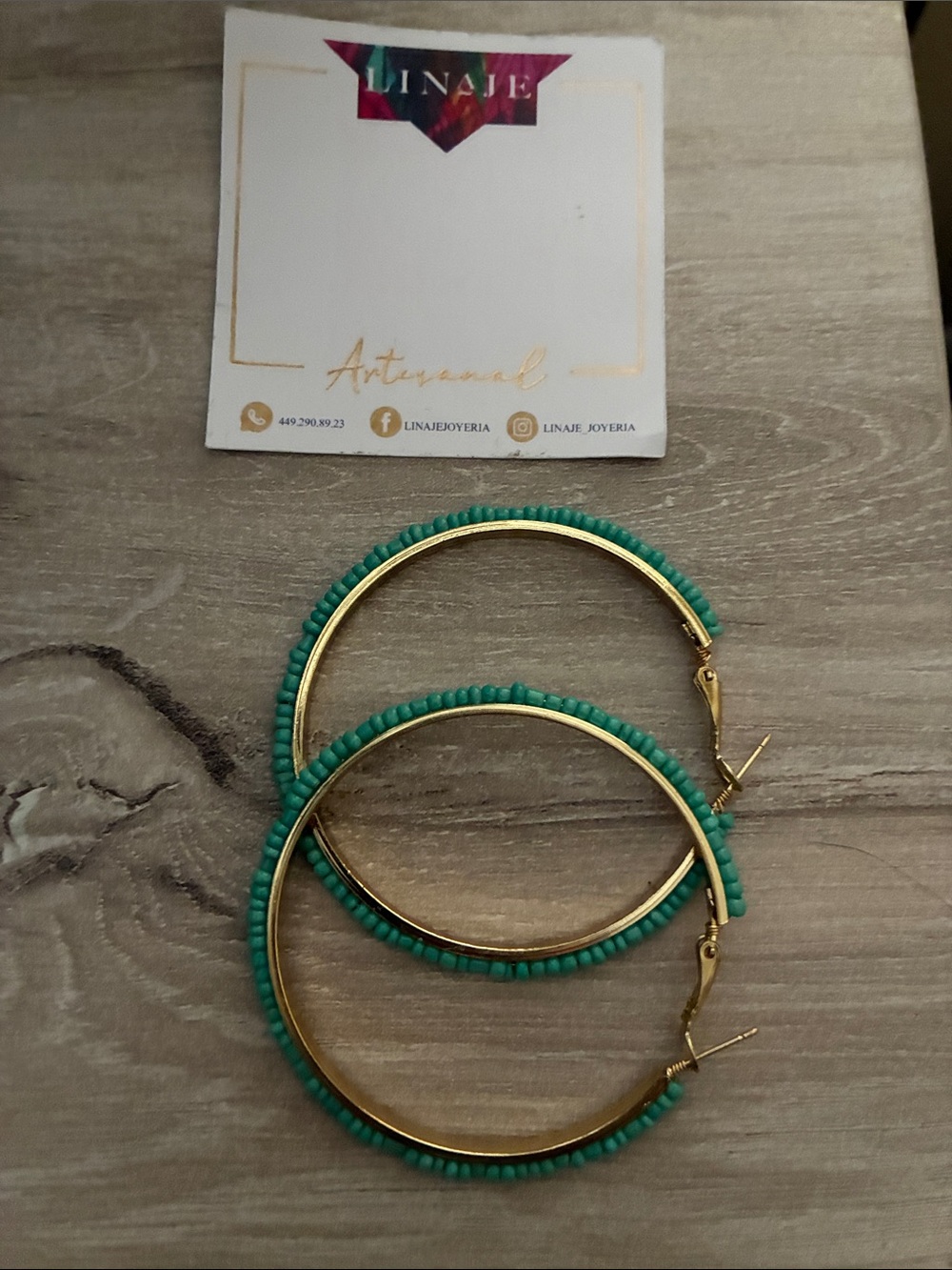 Linaje Turquoise-Bead Gold Hoop Earrings